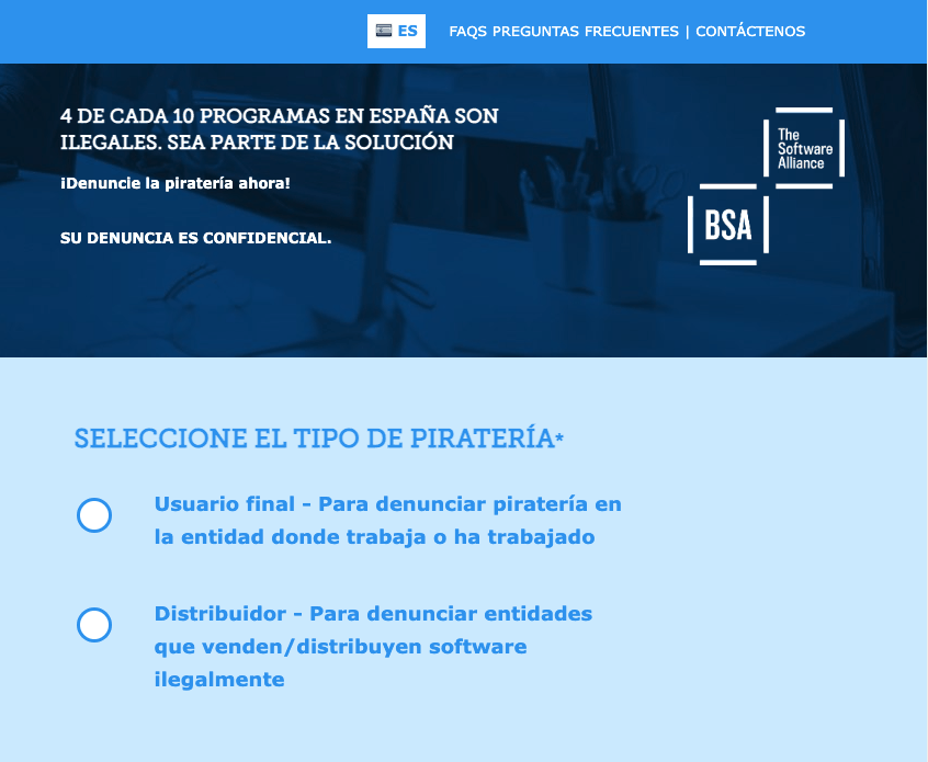 Carta denuncia de la BSA