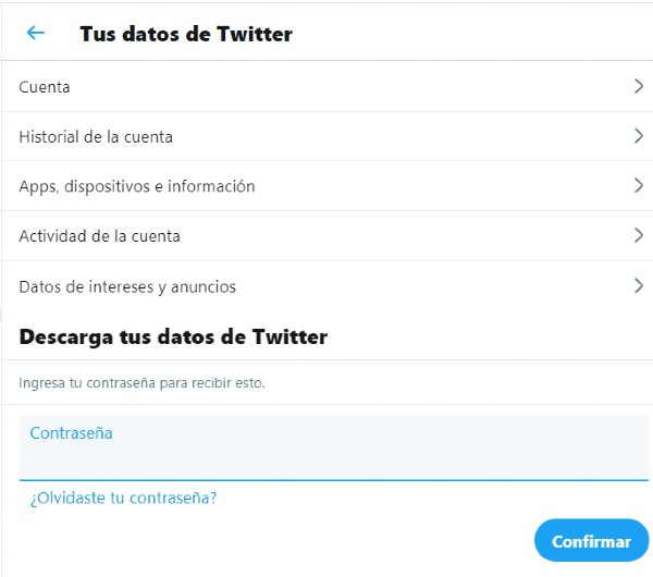 Descargar historial de Twitter