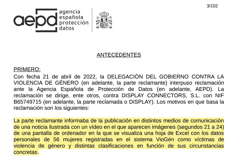 Sanción por la difusión de datos personales